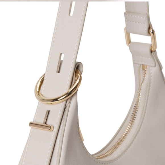 Bolvaint Blanche Leather Purse Light Gray Gold Small  Medium Shoulder Tote Bag - Picture 6 of 6